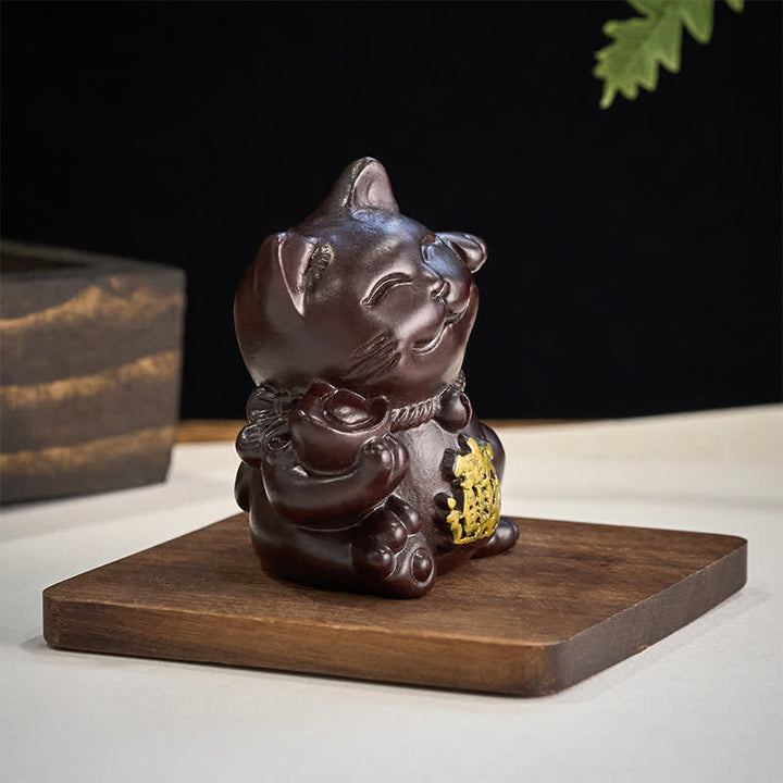 Buddha Stones Glückskatze aus Ebenholz – eine segnende Dekoration, die Reichtum anzieht - image 5