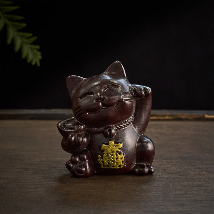 Buddha Stones Glückskatze aus Ebenholz – eine segnende Dekoration, die Reichtum anzieht - image 3