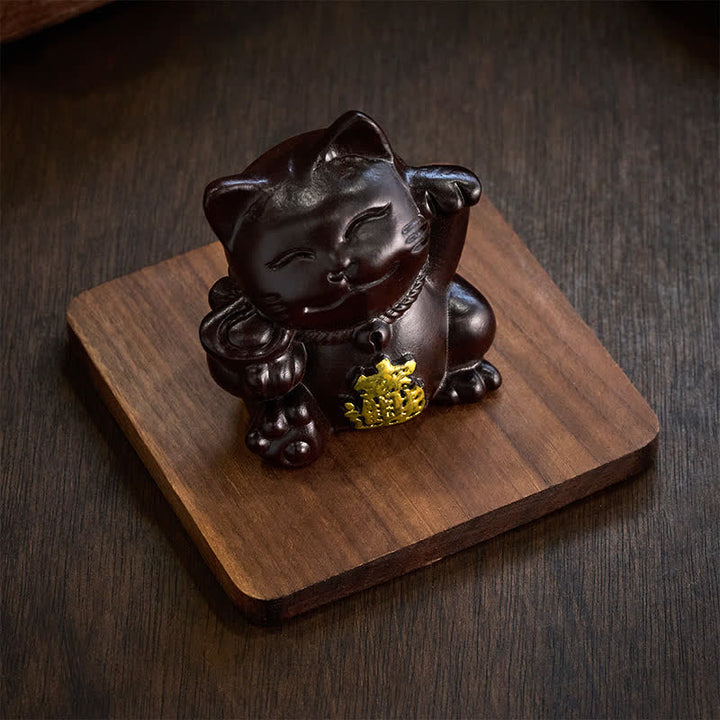Buddha Stones Glückskatze aus Ebenholz – eine segnende Dekoration, die Reichtum anzieht - image 6