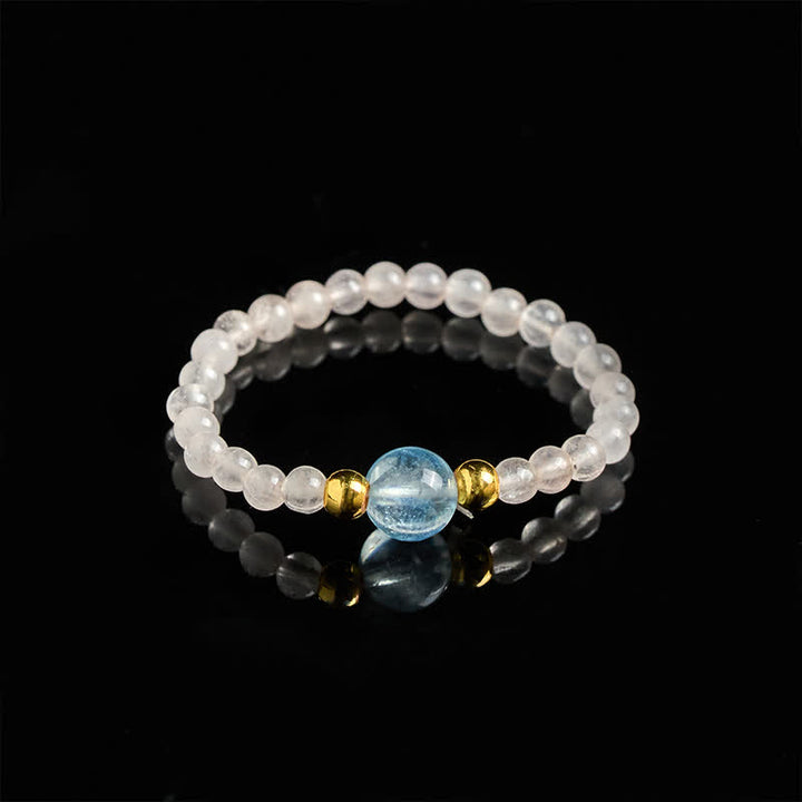 Buddha Stones 2 mm Mini-Perlen, natürlicher Rhodonit, Aquamarin, Topas, Rosenquarz, Heilring mit elastischem Einsatz - image 15