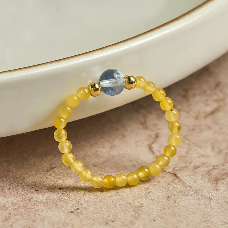 Buddha Stones 2 mm Mini-Perlen, natürlicher Rhodonit, Aquamarin, Topas, Rosenquarz, Heilring mit elastischem Einsatz - image 8