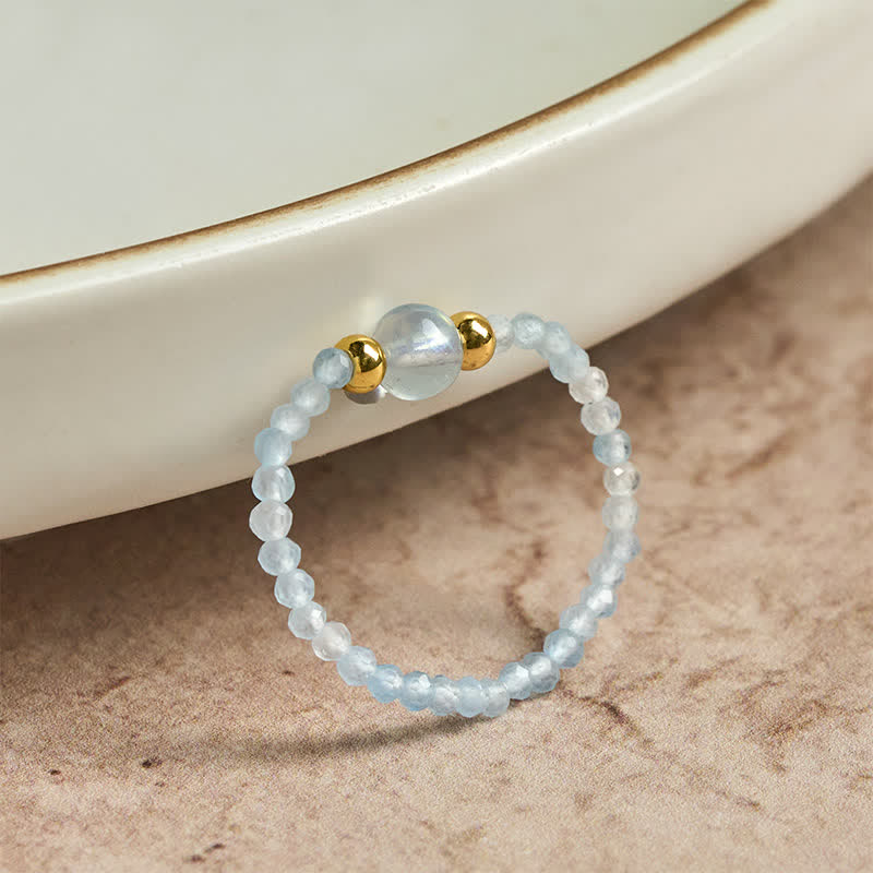 Buddha Stones 2 mm Mini-Perlen, natürlicher Rhodonit, Aquamarin, Topas, Rosenquarz, Heilring mit elastischem Einsatz - image 20
