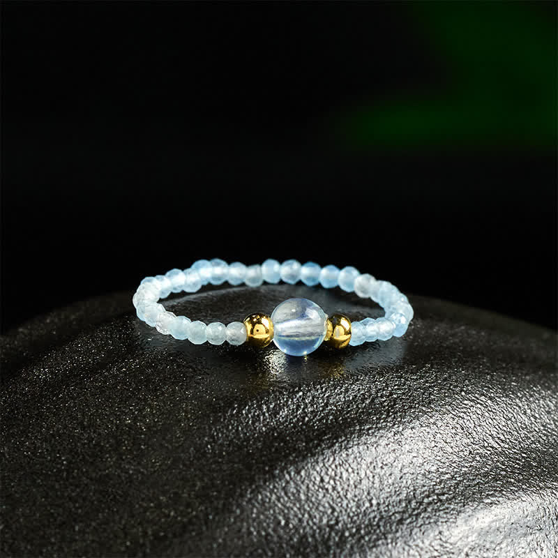Buddha Stones 2 mm Mini-Perlen, natürlicher Rhodonit, Aquamarin, Topas, Rosenquarz, Heilring mit elastischem Einsatz - image 22