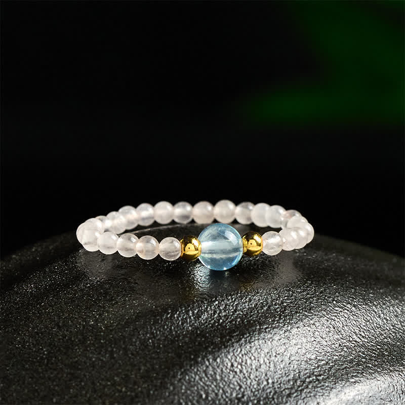 Buddha Stones 2 mm Mini-Perlen, natürlicher Rhodonit, Aquamarin, Topas, Rosenquarz, Heilring mit elastischem Einsatz - image 16