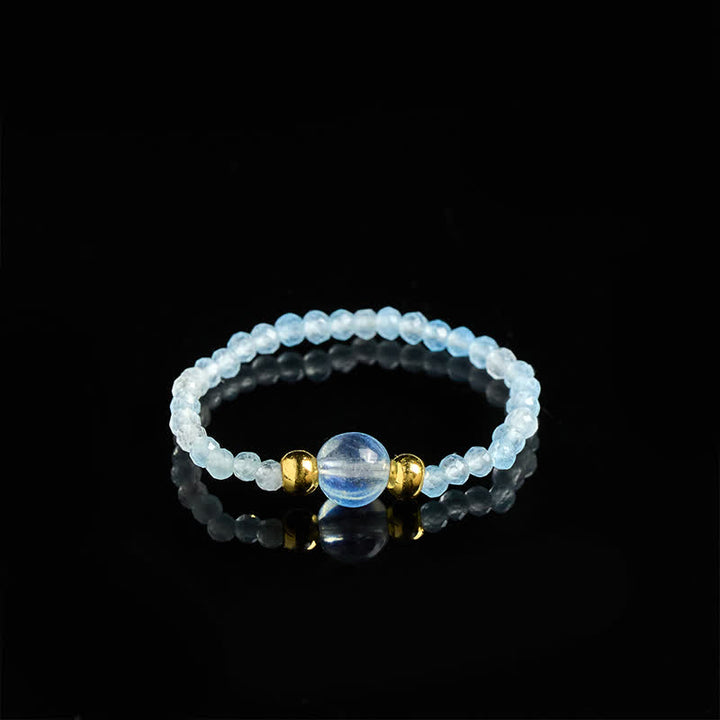 Buddha Stones 2 mm Mini-Perlen, natürlicher Rhodonit, Aquamarin, Topas, Rosenquarz, Heilring mit elastischem Einsatz - image 21