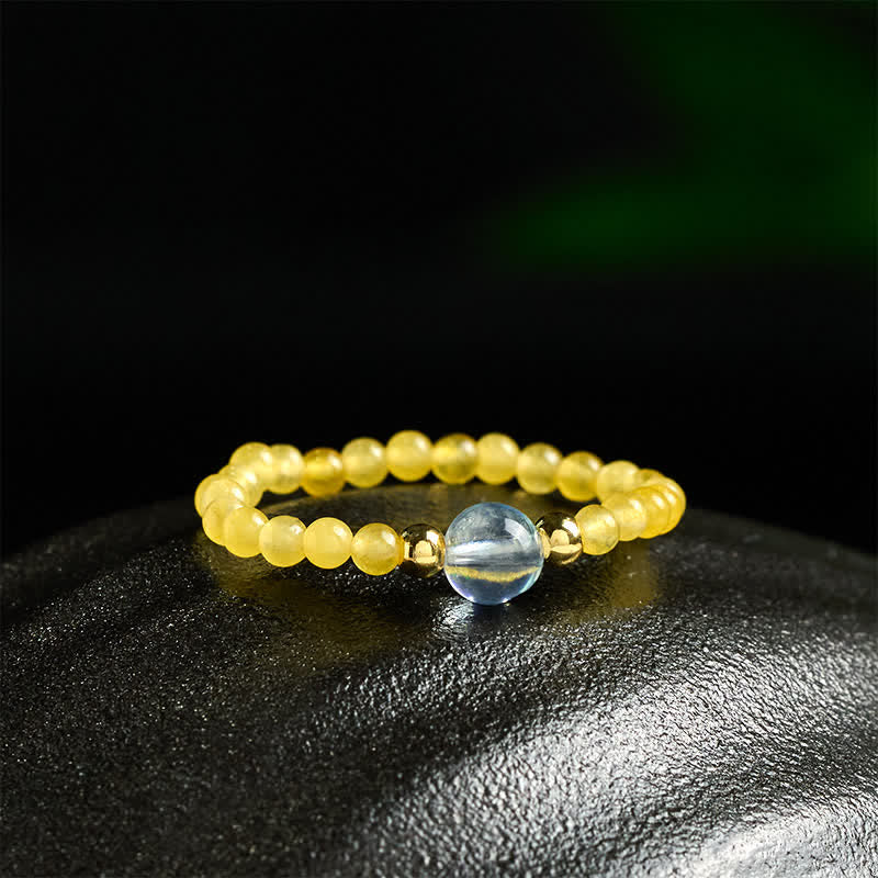 Buddha Stones 2 mm Mini-Perlen, natürlicher Rhodonit, Aquamarin, Topas, Rosenquarz, Heilring mit elastischem Einsatz - image 10