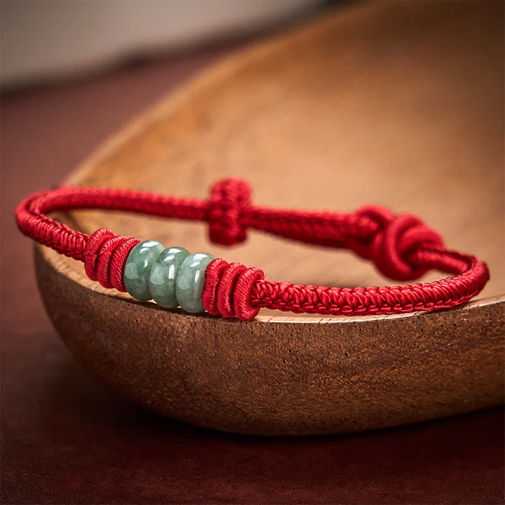 Buddha Stones Handgefertigtes Armband aus rotem Jade mit geflochtenem Schiebeknoten und Schutzfunktion - image 2