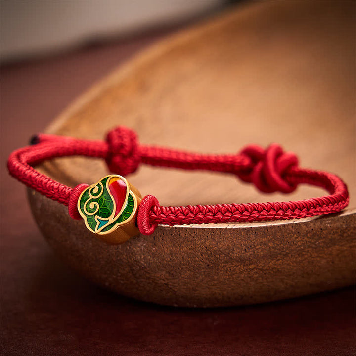 Buddha Stones Handgefertigtes Armband aus rotem Garn zum Schutz doppelter Koi-Fische, geflochten, verstellbar - image 3