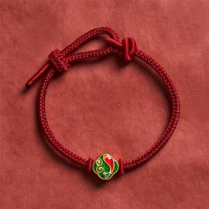 Buddha Stones Handgefertigtes Armband aus rotem Garn zum Schutz doppelter Koi-Fische, geflochten, verstellbar - image 1