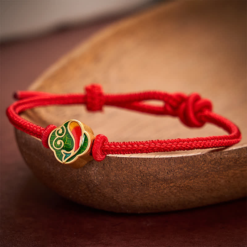 Buddha Stones Handgefertigtes Armband aus rotem Garn zum Schutz doppelter Koi-Fische, geflochten, verstellbar - image 10