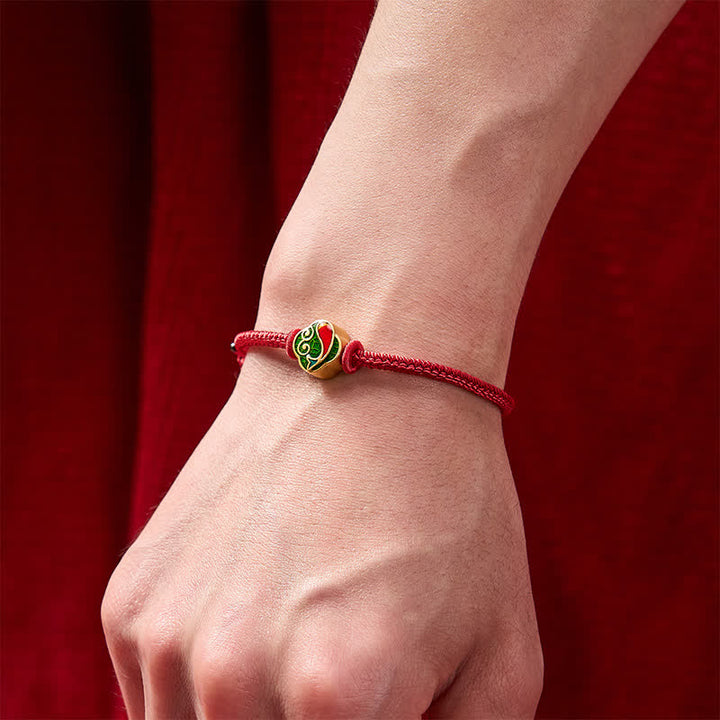 Buddha Stones Handgefertigtes Armband aus rotem Garn zum Schutz doppelter Koi-Fische, geflochten, verstellbar - image 4