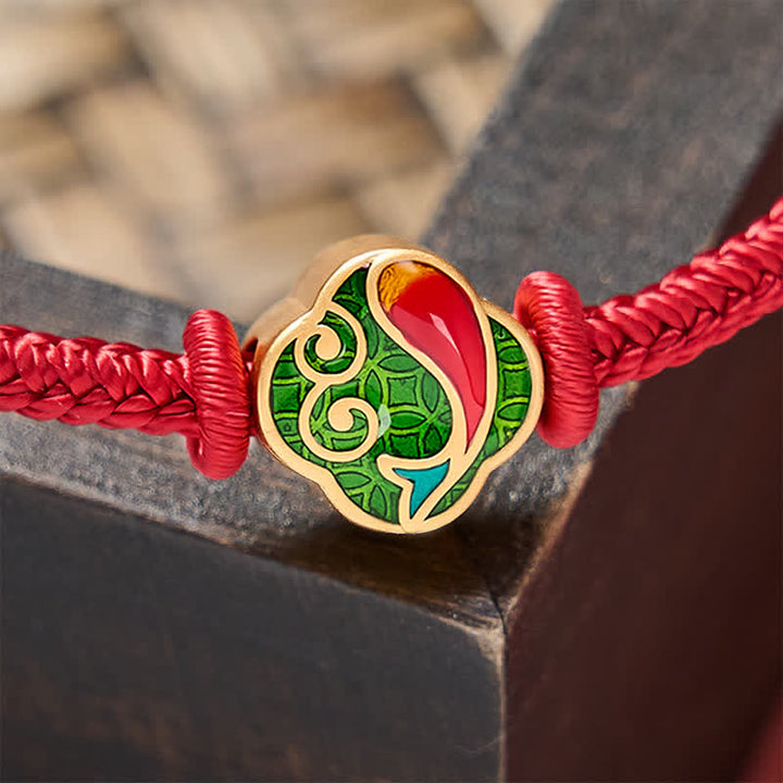 Buddha Stones Handgefertigtes Armband aus rotem Garn zum Schutz doppelter Koi-Fische, geflochten, verstellbar - image 5