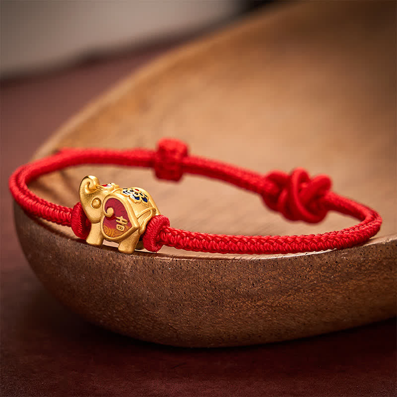 Buddha Stones Handgefertigtes, geflochtenes Armband mit Elefantenmotiv, Herz und Schutzmotiv, verstellbar, aus roter Schnur - image 10