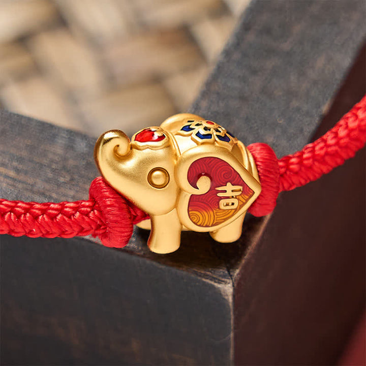 Buddha Stones Handgefertigtes, geflochtenes Armband mit Elefantenmotiv, Herz und Schutzmotiv, verstellbar, aus roter Schnur - image 12