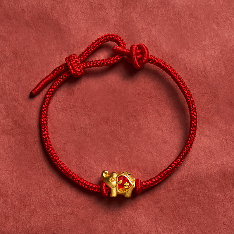 Buddha Stones Handgefertigtes, geflochtenes Armband mit Elefantenmotiv, Herz und Schutzmotiv, verstellbar, aus roter Schnur - image 9