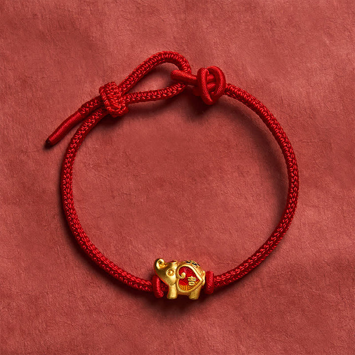 Buddha Stones Handgefertigtes, geflochtenes Armband mit Elefantenmotiv, Herz und Schutzmotiv, verstellbar, aus roter Schnur - image 9