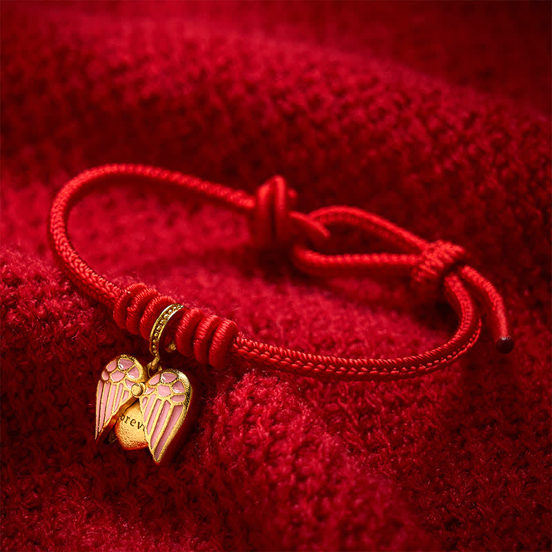 Buddha Stones Handgefertigtes Armband aus geflochtenem rotem Garn mit Herzanhänger – Schutz und Glück - image 10