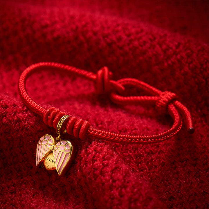 Buddha Stones Handgefertigtes Armband aus geflochtenem rotem Garn mit Herzanhänger – Schutz und Glück - image 10