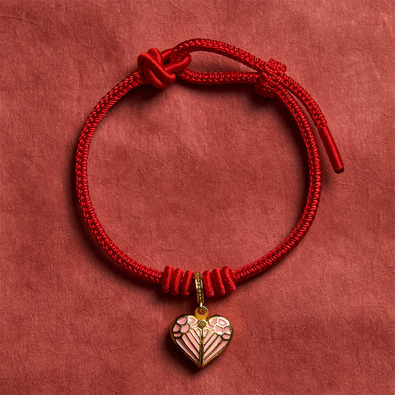 Buddha Stones Handgefertigtes Armband aus geflochtenem rotem Garn mit Herzanhänger – Schutz und Glück - image 13