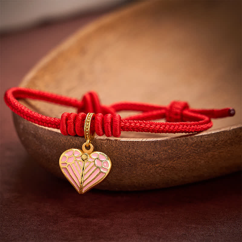 Buddha Stones Handgefertigtes Armband aus geflochtenem rotem Garn mit Herzanhänger – Schutz und Glück - image 14