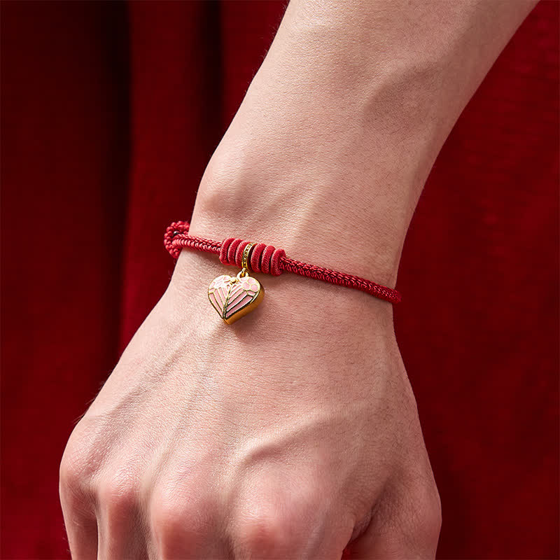 Buddha Stones Handgefertigtes Armband aus geflochtenem rotem Garn mit Herzanhänger – Schutz und Glück - image 6
