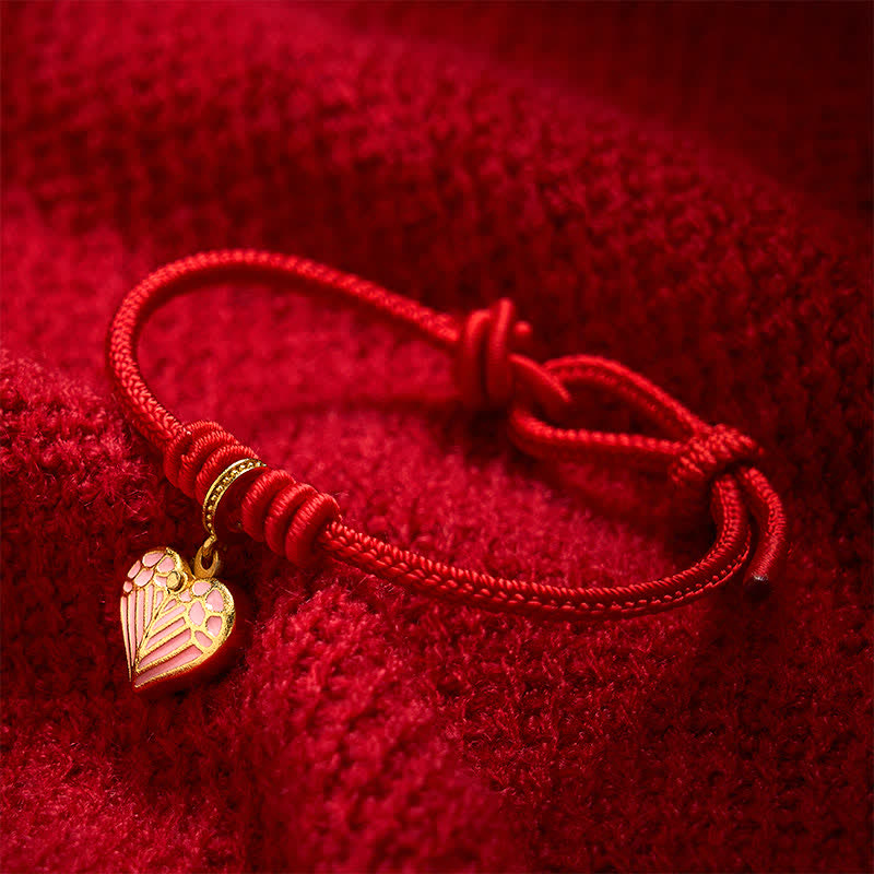 Buddha Stones Handgefertigtes Armband aus geflochtenem rotem Garn mit Herzanhänger – Schutz und Glück - image 11