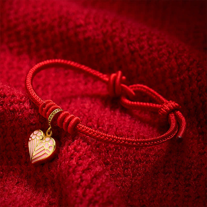 Buddha Stones Handgefertigtes Armband aus geflochtenem rotem Garn mit Herzanhänger – Schutz und Glück - image 11