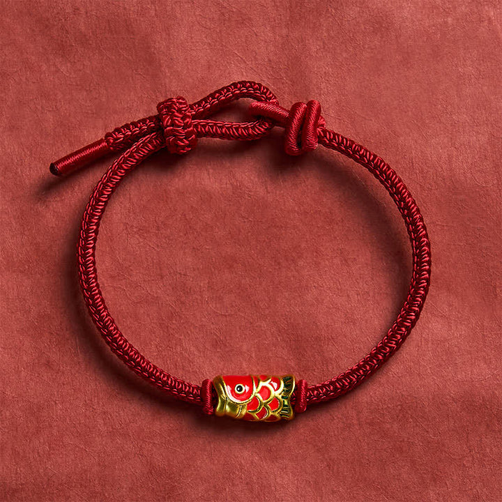 Buddha Stones Handgewebtes Armband aus rotem Koi-Fisch-Geflecht, verstellbare Stärke, geflochtene Kordel - image 3