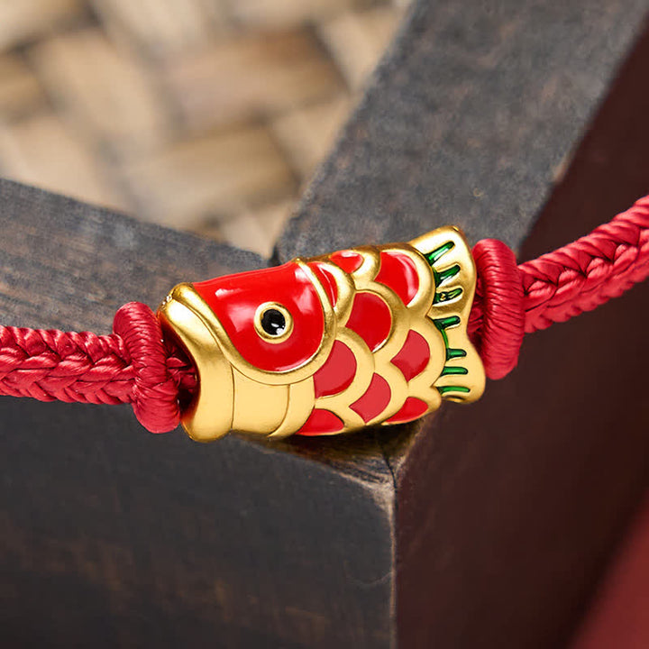 Buddha Stones Handgewebtes Armband aus rotem Koi-Fisch-Geflecht, verstellbare Stärke, geflochtene Kordel - image 12