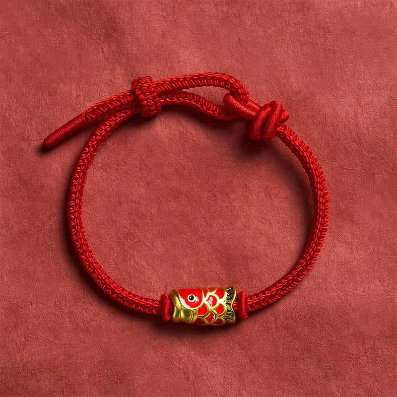 Buddha Stones Handgewebtes Armband aus rotem Koi-Fisch-Geflecht, verstellbare Stärke, geflochtene Kordel - image 11