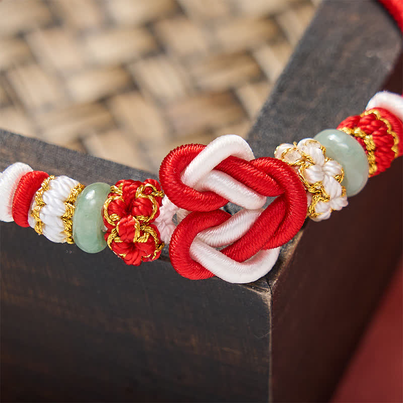 Buddha Stones Handgewebtes Armband aus Jade mit Herzknoten und geflochtener Kordel - image 14