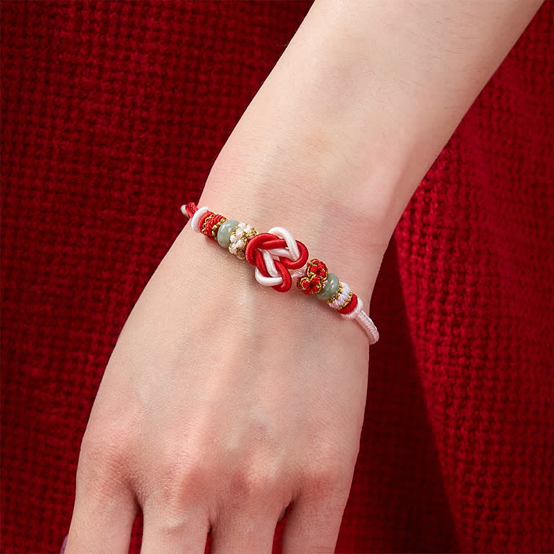 Buddha Stones Handgewebtes Armband aus Jade mit Herzknoten und geflochtener Kordel - image 13