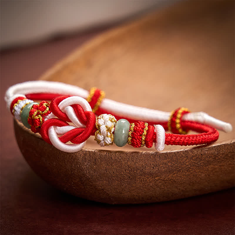 Buddha Stones Handgewebtes Armband aus Jade mit Herzknoten und geflochtener Kordel - image 10