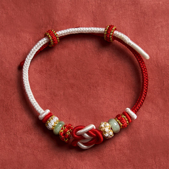 Buddha Stones Handgewebtes Armband aus Jade mit Herzknoten und geflochtener Kordel - image 11
