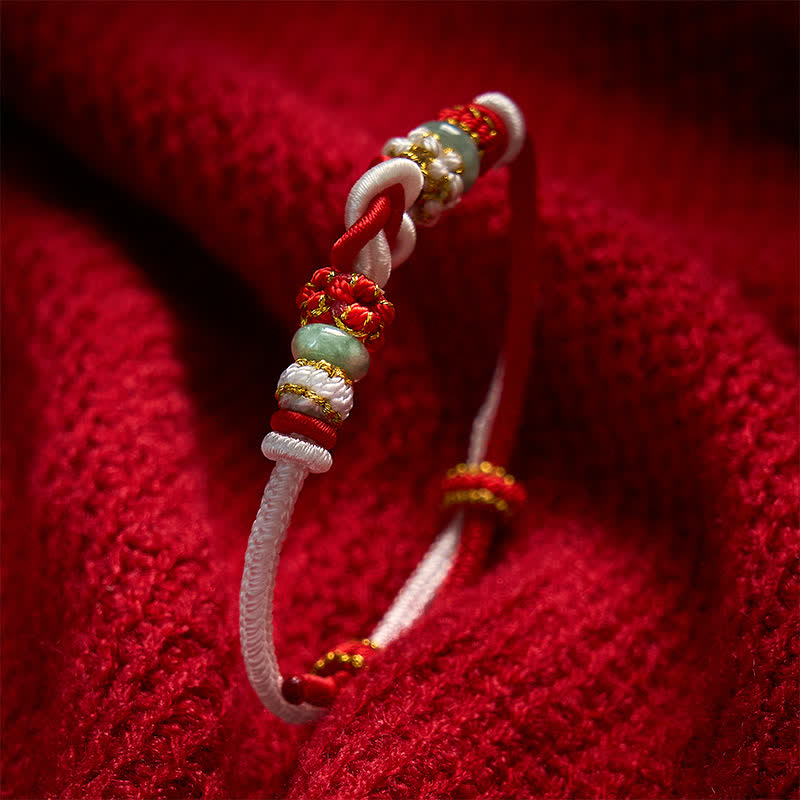 Buddha Stones Handgewebtes Armband aus Jade mit Herzknoten und geflochtener Kordel - image 12