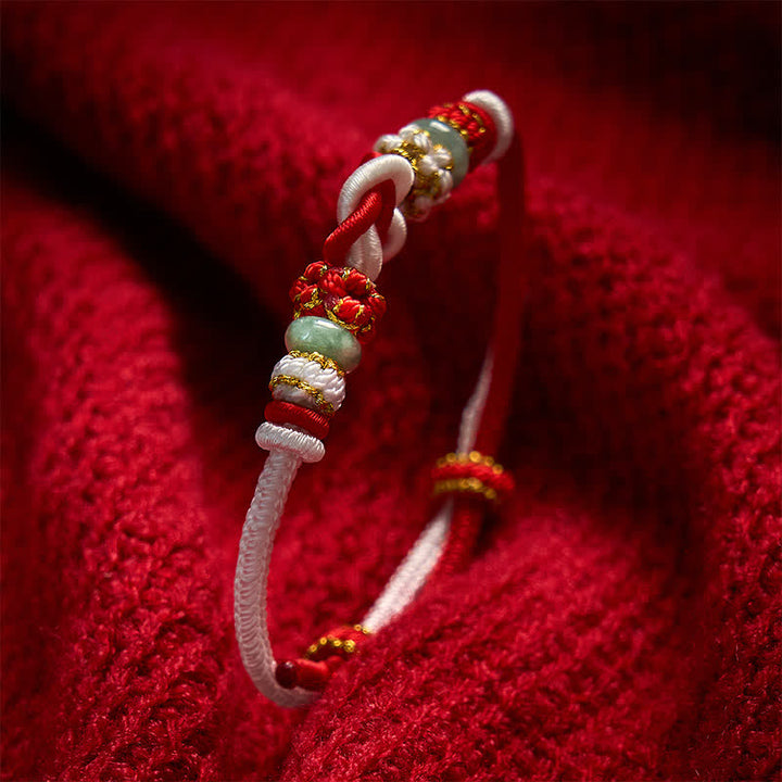 Buddha Stones Handgewebtes Armband aus Jade mit Herzknoten und geflochtener Kordel - image 12