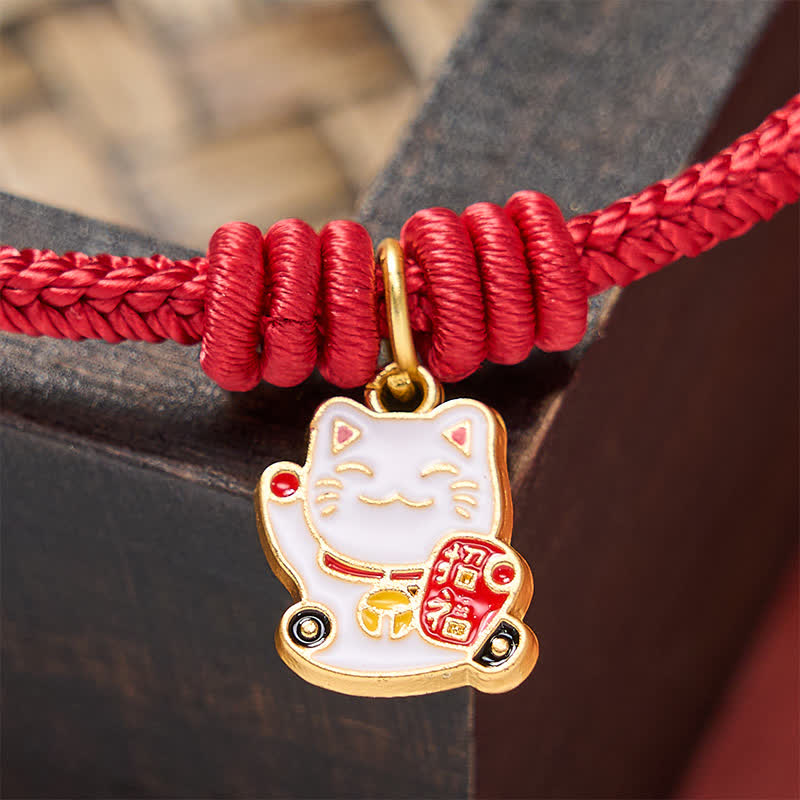 Buddha Stones Handgefertigtes, geflochtenes Armband aus roter Schnur mit Glückskatzenmotiv (Fu-Figur), verstellbar - image 12
