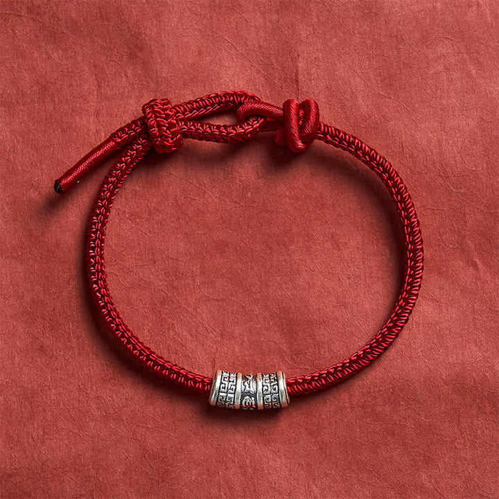 Buddha Stones Handgefertigtes geflochtenes Armband aus roter Schnur mit Om-Mani-Padmé- und Hum-Symbolen zum Schutz - image 9