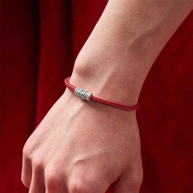 Buddha Stones Handgefertigtes geflochtenes Armband aus roter Schnur mit Om-Mani-Padmé- und Hum-Symbolen zum Schutz - image 11