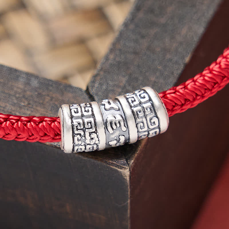 Buddha Stones Handgefertigtes geflochtenes Armband aus roter Schnur mit Om-Mani-Padmé- und Hum-Symbolen zum Schutz - image 12