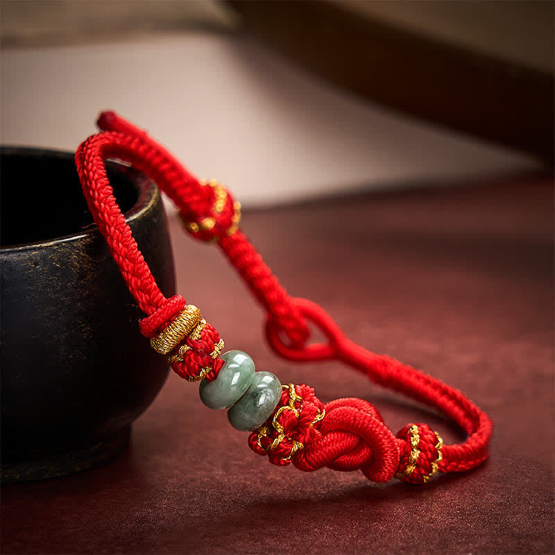 Buddha Stones Chinesisches Knoten-Geld-Jade-Handgeknüpftes verstellbares Armband - image 2