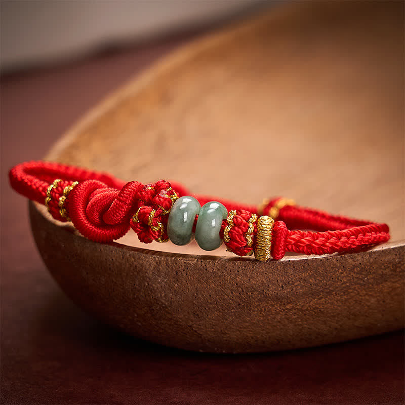 Buddha Stones Chinesisches Knoten-Geld-Jade-Handgeknüpftes verstellbares Armband - image 1