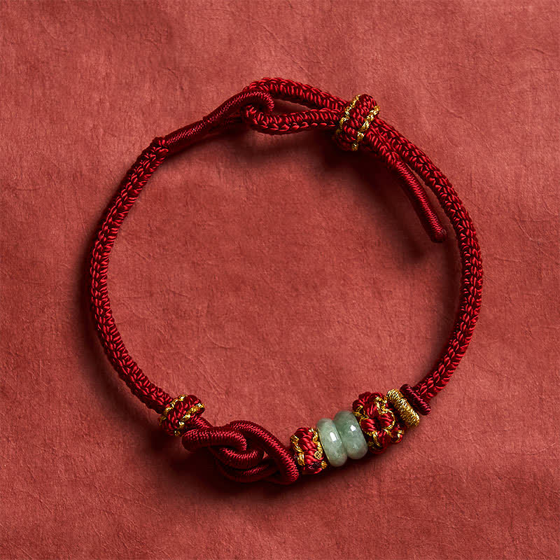 Buddha Stones Chinesisches Knoten-Geld-Jade-Handgeknüpftes verstellbares Armband - Dunkelrot - 15-19 cm - image 8