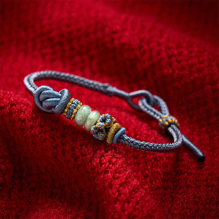 Buddha Stones Chinesisches Knoten-Geld-Jade-Handgeknüpftes verstellbares Armband - Nebelblau - 15-19 cm - image 14