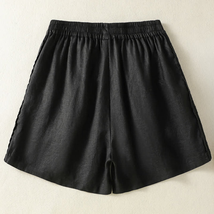 Buddha Stones Lässige, sommerliche Boho-Shorts für Damen mit einfarbiger, dekorativer Seitenspitze und Taschen - image 6