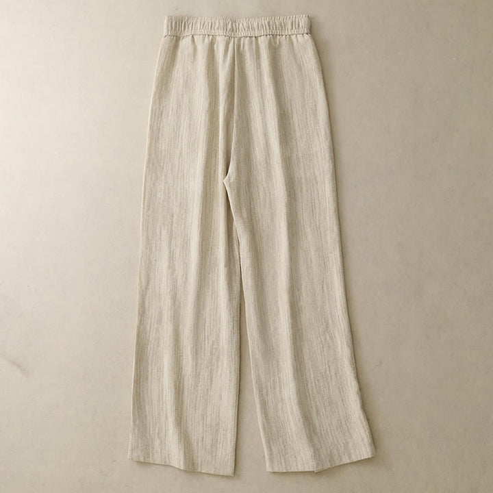 Buddha Stones Lässige, minimalistische Sommerhose mit Kordelzug, einfarbig, knöchelhoch, gerades Bein, mit Taschen - image 1