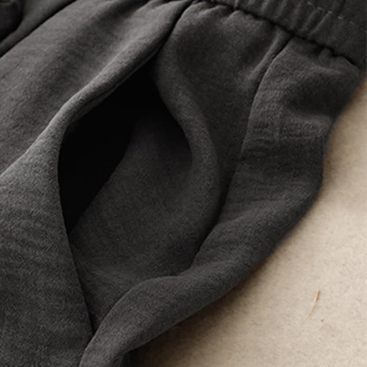 Buddha Stones Lässige, minimalistische Sommerhose mit Kordelzug, einfarbig, knöchelhoch, gerades Bein, mit Taschen - image 15