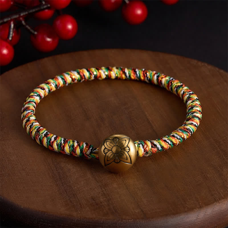 Buddha Stones Handgewebtes, farbenfrohes Lotus-Balance-Armband aus geflochtenen Schnüren - Lila - 7,5 Zoll (19 cm) - image 13