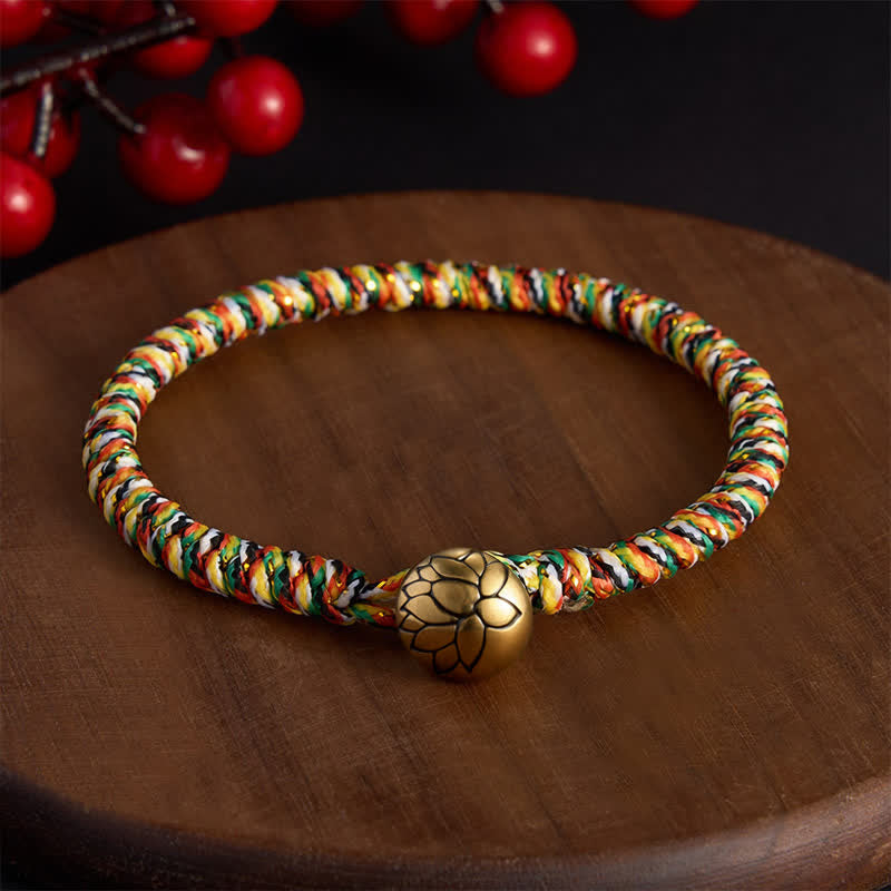 Buddha Stones Handgewebtes, farbenfrohes Lotus-Balance-Armband aus geflochtenen Schnüren - Lotus - 7,5 Zoll (19 cm) - image 8