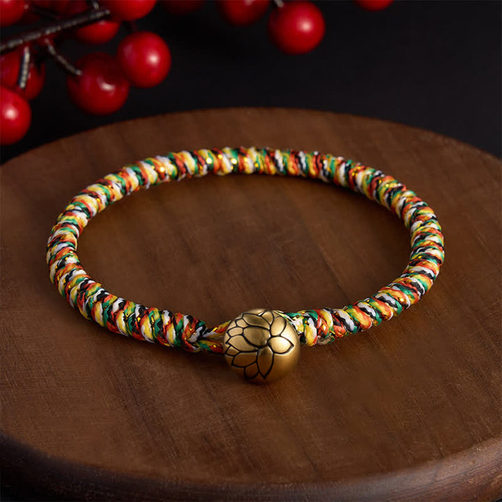 Buddha Stones Handgewebtes, farbenfrohes Lotus-Balance-Armband aus geflochtenen Schnüren - Lotus - 7,5 Zoll (19 cm) - image 8